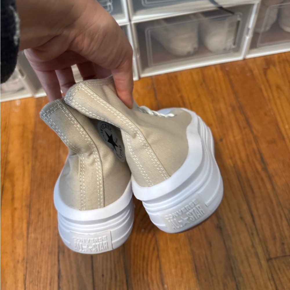 Converse Move Platform High Top Sneakers Beige and White - Picture 2 of 4